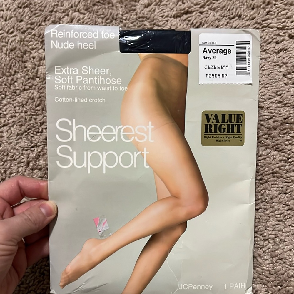 Vintage  JCPenney Pantyhose NIB Extra Sheer Soft Size Average M Navy Blue